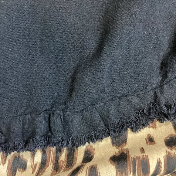 Umgee + Black Linen Leopard/Animal Print Back Dress 1XL Pockets Fringe 271F - Picture 6 of 8
